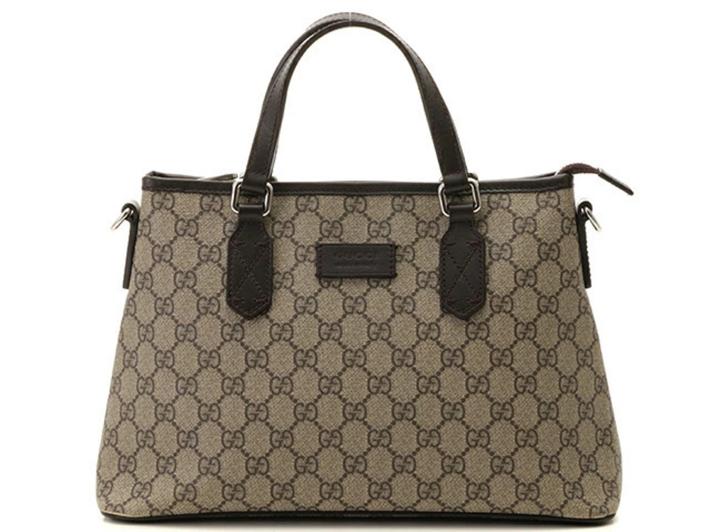 Gucci GG Supreme Shoulder Bag Dark Brown Beige Cream
